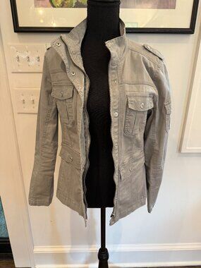 Kensie Jeans Khaki Grey Utility Military Field Jacket